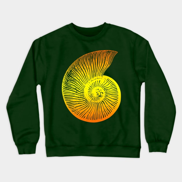 Ammonite Yellow Orange Fossil Design Crewneck Sweatshirt by Terra Fossil Merch